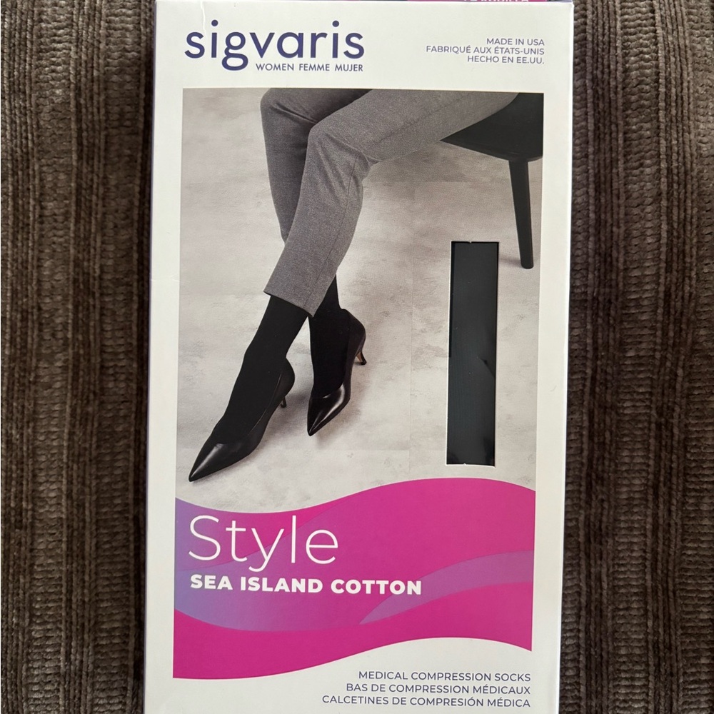 SIGVARIS NWT Women’s Compression Socks – Sea Island Cotton | 20–30 mmHg, Size SS